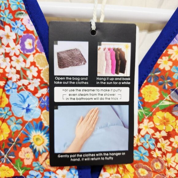 Floral Quilted Womens Vest With Button Closure & Pockets Size S - Picture 4 of 10